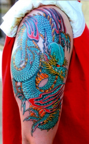 teal dragon half sleeve