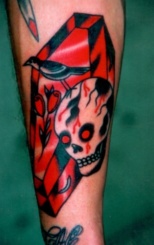 skull coffin bird