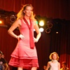 Pink and Red wool jersey drop waisted tank dress with scarf.