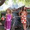 Two summer sundresses and an old bike we pulled out of the dumpster.  