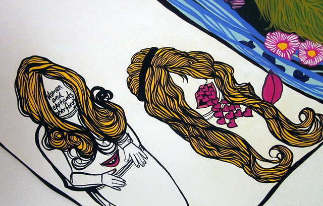 Double Ophelia detail (women and elephants never forget, nor does Dorothy Parker)
