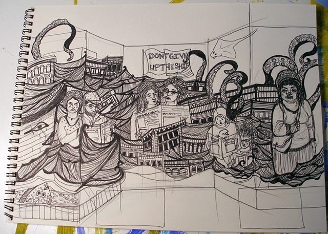 Sketch for Don't Give Up the Ship project