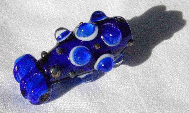 Cobalt blue double bead with raised dots