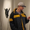 Andy admiring a work by Shawn Roberts at Big Orbit Gallery