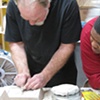 Ken Payne giving demo on sand mold making at Starlight.