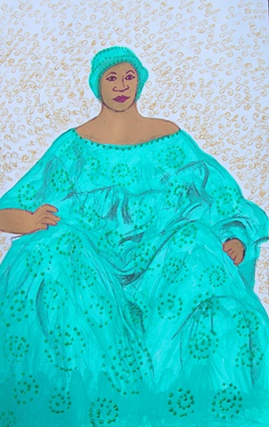 African Lady in Aqua