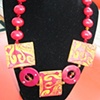 Red leather and beads necklace