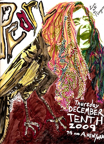 Collaboration, Drawing, Eve Krawiec, Allison Hester, Pearl, Janis Joplin