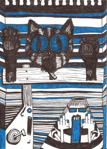 Exquisite Corpse Blue Kitty