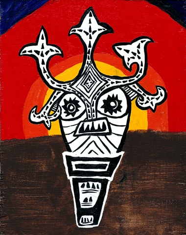 Allison Hester Painting Myth Mask Sunset Acrylic