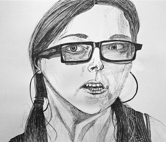 Allison Hester Drawing Self Portrait 