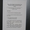 Title, dimensions, materials, and rules.