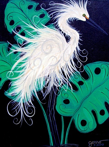 Snowey Egret Art Deco