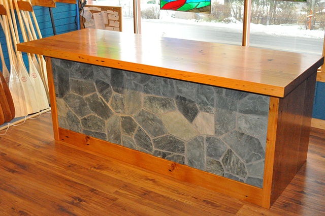 Sales Counter, Reclaimed douglas fir, flagstone.