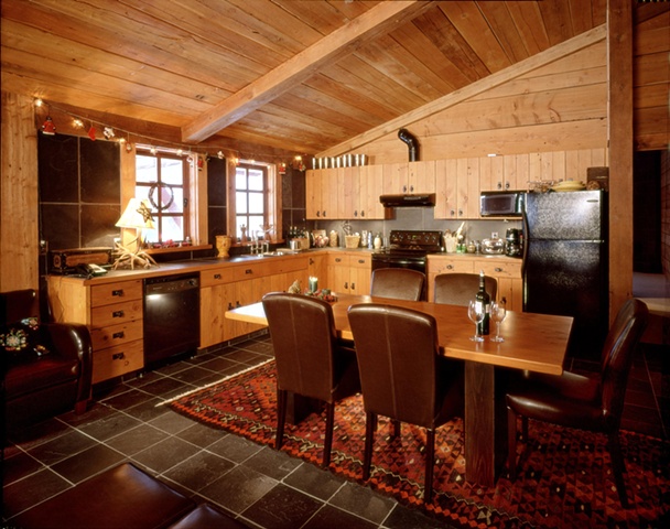 Recycled Douglas Fir Kitchen Cabinets and Table