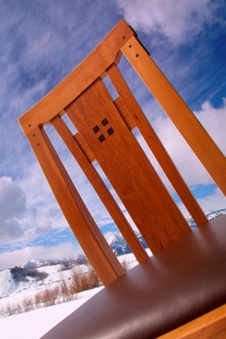 Dining chair Detail, Quartesawn Cherry and Rosewood inlays