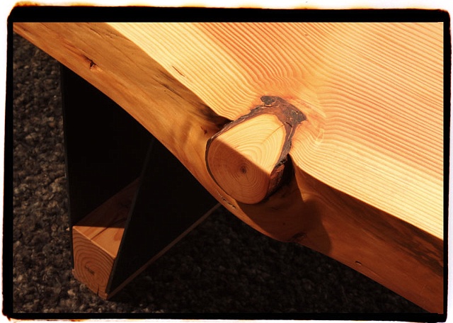 Coffee table, Douglas fir top, Powder coated steel base