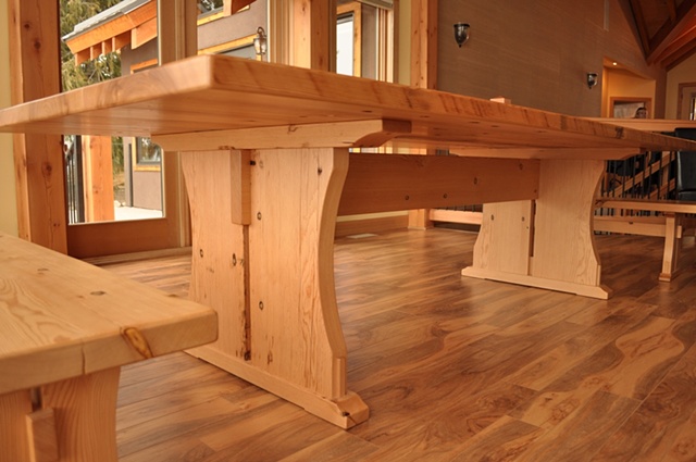 Dining Table and 2 benches
Reclaimed fir, oak pegs
Boswell, BC