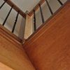 Timber Stairs, forged spindles, stone work, Detail