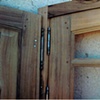 Window with interior shutters. Walnut