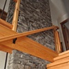 Timber Stairs, forged spindles, stone work, Detail