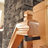 Timber Stairs, forged spindles, stone work, Detail
