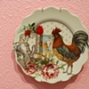 chickens plate, dining room installation, detail