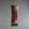Copper and Silver with Trapped Turquoise Pendant 