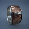 Wrinkle-Raised Copper Channel Ring with Collar and Open Rivet