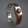 Silver and Copper Ring with Rivet and interior CZ