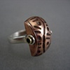 Domed Copper Ring with Sliver Band and Brass Axle