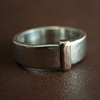 distressed sterling band with thin bronze cuff