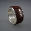 Sterling Channel Ring with Leather, Copper, and Silver Rivets