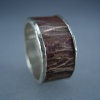 Sterling Silver Channel Ring with Textured Copper