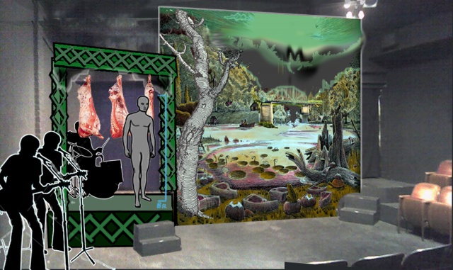 Set Sketch  for BATBOY, Landless Theater Co.
