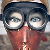 Leather riding mask front view