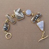 14kt gold, stones:  petrified wood, fossil palm, sagenite, blue chalcedony, petrified wood, botryoidal chalcedony