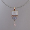 14kt Gold, Stones:  Moonstone, Blue Chalcedony, Rose Quartz Briollette
