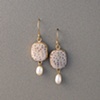14kt Gold, Stones:  Fossil Palmwood, Chinese Fresh Water Pearl