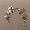 14kt gold, stones marcasite in agate, spectral pyrite, marcasite in agate, green amethyst, ammonite, Australian tiger iron