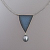 14kt Gold, Sterling Silver, Stones:  Agate Druzy cut by Dieter Lorenz, Sapphire, Tahitian Pearl