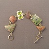 14kt gold, stones:  unikite, fossil palm, peridot, peach druzy, pyrite serpentine