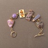 14kt gold, stones: sugelite in gustamite, sugelite, spessertine garnet, sugelite in gustamite, Oregon sunset jasper