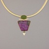 14kt Gold, Stones:  Carved Peridot, Stitchtite