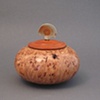 Wooden Vessel Lid:  Padauk, Base: Maple Burl