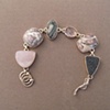 Sterling Silver, stones:  smithsonite, porcelain jasper, hematite in calcite, rose quartz, porcelain jasper, gray druzy