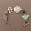 14kt gold, stones:  botryoidal chalcedony, labradorite, green moonstone, leopard jasper, iolite, Tahitian snowflake