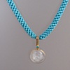 14kt Gold, Stones:  Cut Quartz Crystal Hibiscus, Chrysocolla