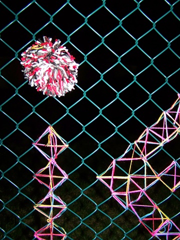 knitting knit graffiti yarn bomb bombing wool street art zoe barry fence decoration river view views irony ironic
