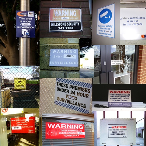 alien sticker graffiti surveillance video watch security 